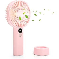 Mini Ventilador Bt21 OVOOKER Mini Ventilador Portátil USB - Ventilador de Mano 5-Velocidades Ventilador Recargable USB, 3000 mAh Ventilador Portátil para Oficina, Hogar, Viajes, Exterior Rosa