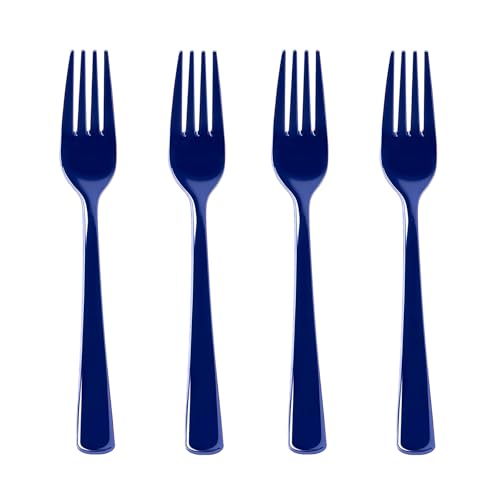 200 Count Navy Blue Plastic Forks Heavy Duty Disposable Cutlery Black Silverware Plastic Utensils for Party Birthday Wedding