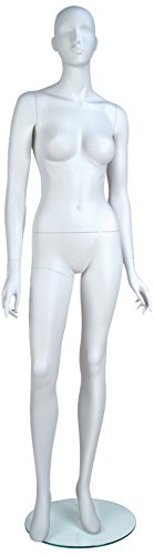 Mondo Mannequins EVE-4H-OV Female Mannequin, Oval Head, Arms by Side, Right Leg Slightly Forward, True White
