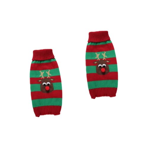 Pull chaud à rayures pour animaux de compagnie : lot de 2 vêtements de Noël tendance pour chien