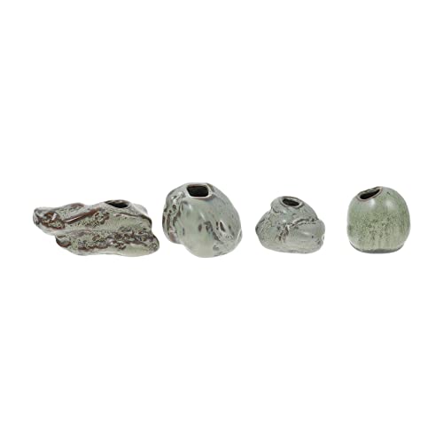 CIMAXIC 4 Piezas Florero Roca Mini Grandes Macetas De Terracota Macetas De Jardín y Florero Claro Jarrón Floral Moderno Decorativo Florero para Flores Terrario De Plantas Cerámica