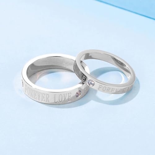 Matching Rings Titanium Steel AAA CZ Couple Rings Wedding Band His and Her Ring3