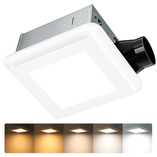 LightFuze Bathroom Exhaust Fan with Light & Humidity Sensor, 130 CFM, 1.0 Sones, 34W Quiet Exhaust Fan with Light, 1000LM, 5CCT Dimmable, Ceiling Mount Bathroom Vent Fan, ETL & FCC Certified