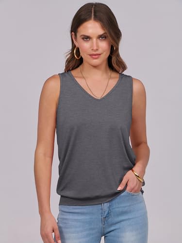 Image of ANRABESS Women Tank Tops Summer V Neck Sleeveless Casual Loose Fit Cute Cami Basic T Shirts Solid Tees 2026 Trendy Outfits