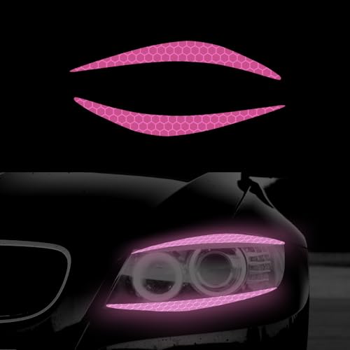 Image of 4 Pcs Reflective Eyeliner Car Decals-2 Pair Super Bright Vinyl Stickers for Headlights, High Reflective Car Headlight Eyelashes Sticker Cute Girl Car Accessory (Purple)