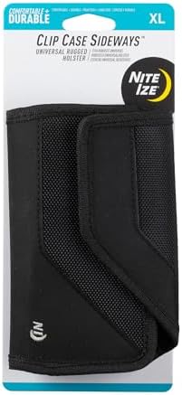 Nite Ize Clip Case Sideways Phone Holster - Protective, Clippable Phone Holder For Your Belt Or Waistband - Extra Large - Black