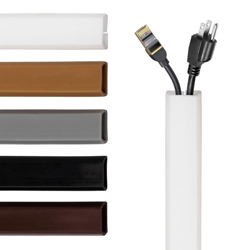 Rubber Bond TV Cord Hider Cable Protector - Strong Self Adhesive Wall Cord Cover Cable Hider - Low Profile Cable Management Wall Cord Concealer Cable Raceway (White, 6 Feet)