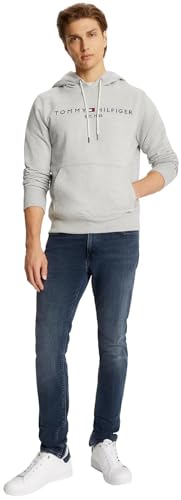 TOMMY HILFIGER mens Embroidered Tommy Logo Fleece Pullover Hooded Sweatshirt, Grey Heather, XXL2