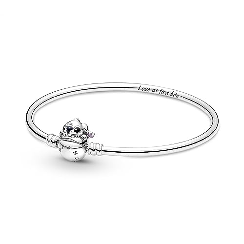 PANDORA Moments Disney Beißender Stitch Verschluss Armreif aus Sterling-Silber, Disney x Kollektion, Gr. 19, 591683C01-1...