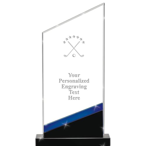 Crown Awards Personalized 7 3/4" Engraved Golf Clubs and Ball Sapphire Intensity Crystal Award