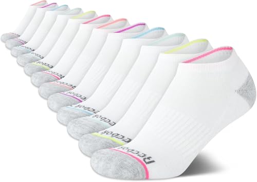Image of Reebok Women's No Show Athletic Breathable Low Cut Cushioned Socks (12 Pack), Size 4-10, White Marl,(RVW211LC23003-D)