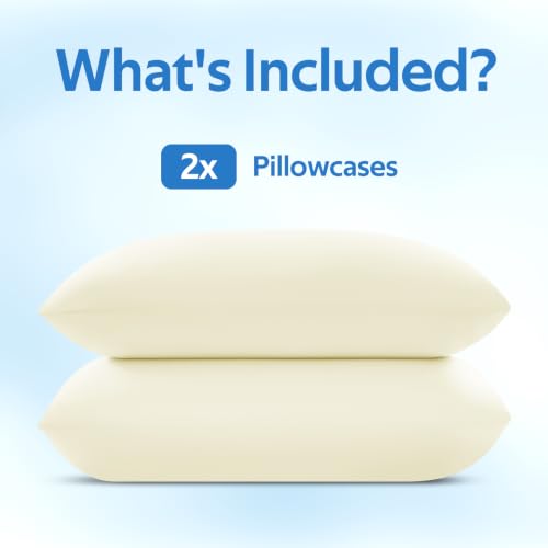 Image of Ice Fabric Cooling Pillowcases 2 Pack, Q-Max>0.5 Coolmax Pillow Cases with Envelope Closure, Silky Soft and Breathable Pillow Covers for Hot Sleepers, Fits King Size Pillows, 20 inchx36 inch, Light Beige