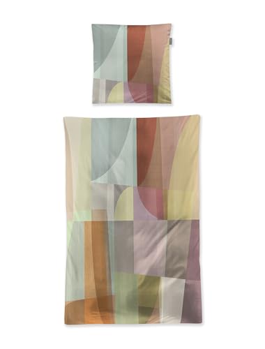 Irisette Wave Mako-Satin Bettwäsche 155x220 Karo Oliv Beere Sand 8592-90