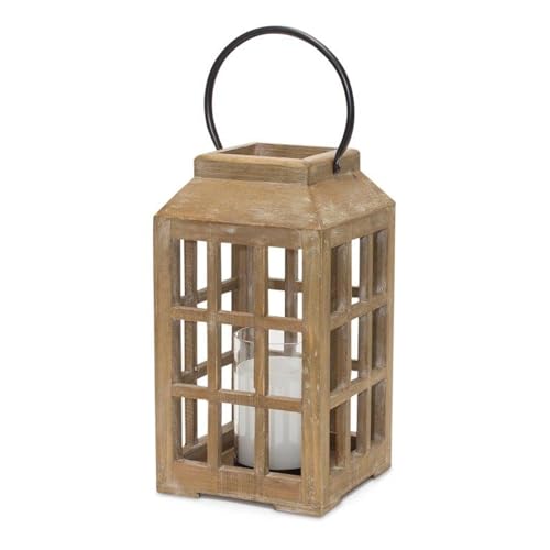 Maykoosh Natural Wooden Lantern with Glass
