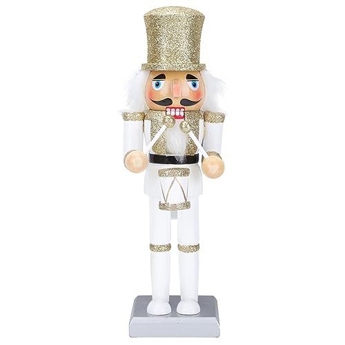 VOSAREA Christmas Nutcracker Figure Wooden Nutcracker King Wooden Nutcracker Ornament for Christmas Desktop Home Decor (26CM, Drum)