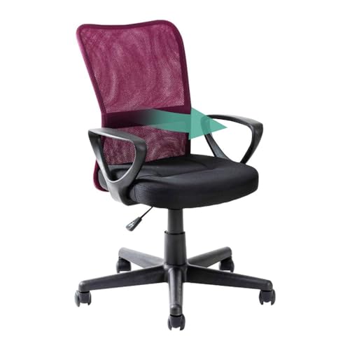 Iris Plaza Office Chair, Chair, Elbow, Mesh, Breathable, Cushioned, Lumbar Support Bar, Stepless Lift, 360° Rotation, Desk Chair, Compact, OFC-M Bordeaux