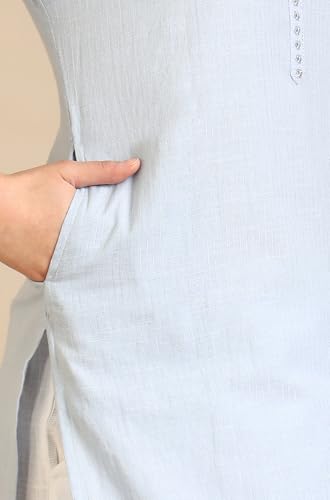 Image of Aurelia Women's Embroidered Cotton Lurex Straight Kurta