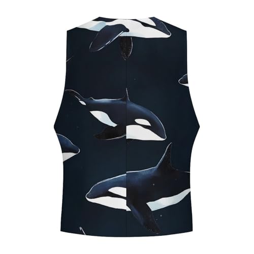 Orca Killer Whale Formal Suit Vest for Men with Pockets for Business Casual Dress Tuxedo Slim Fit4