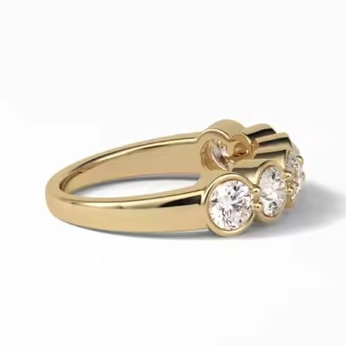 DINESH STORES Round Cut Diamond Wedding Band, 925 Sterling Silver with 14k Gold Plated, Women's Promise Ring3