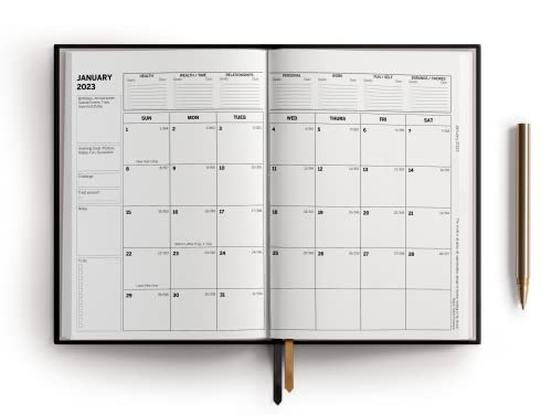 2023 Daily Planner- Hardcover 2023 Planner Weekly And Monthly To Keep Track Of Your Goals, Vision, Dreams, Success- The Yanshi Planner- Productivity Planner For Men, Women- Life Organizer Planner (Black With Gold Lines) #TOP3