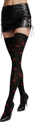 Image of ToBeInStyle Women's Cute Romantic Love Heart Print Thigh High Stockings