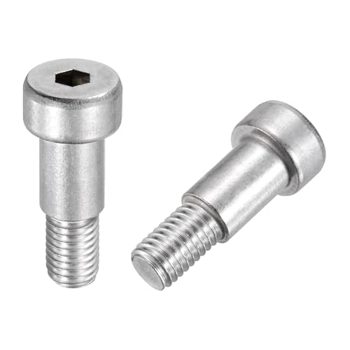 MECCANIXITY 2 Pcs 304 Stainless Steel Shoulder Bolt 12mm Shoulder Dia 16mm Shoulder Length M10x1.5 Thread Hex Socket Shoulder Bolts for Hydraulic Injection Molding Machinery Industries