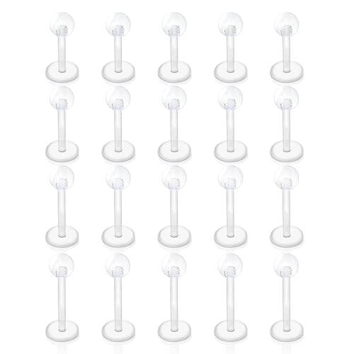 Gojewen 12 pièces Piercing à lèvres en plastique 1.2mm bouchon d'hélice de Labret en plastique Flexible 6-12mm acrylique Bioflex Piercing à lèvres
