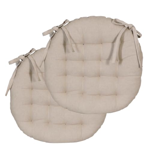 Atout Ciel Lot de 2 Galettes de Chaise Rondes Bicolores D.40cm, Taupe/Anthracite