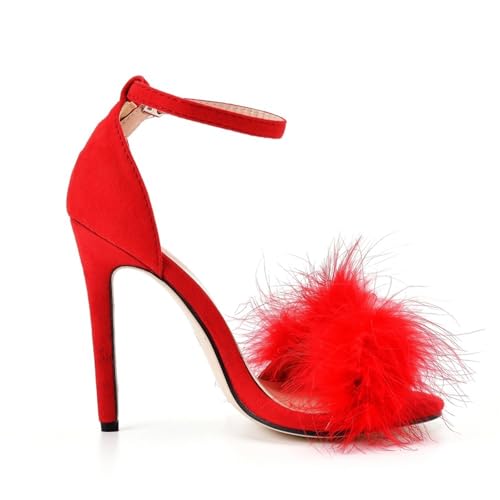 Women's Feather High Heels Open Toe Sandals