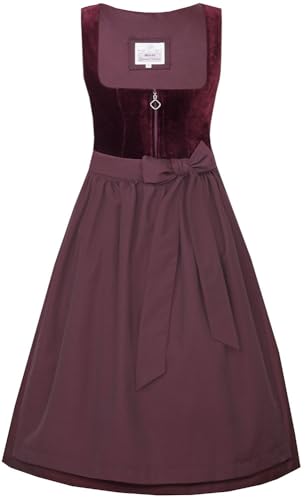 Marjo Dirndl Kirchham 70cm Länge | Samtdirndl mit Reißverschluss | Ton-in-Ton Damen (DE/NL/SE/PL Numerisch 38 Regular Regular Bordeaux)