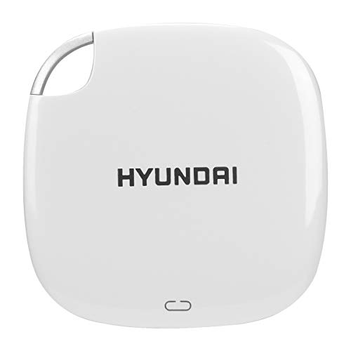 Hyundai 2TB Ultra Portable Data Storage Fast External SSD Pearl White, PC/MAC/Mobile- USB-C/USB-A, Dual Cable Included HTESD2048PW