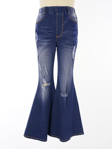 Jhaoyu Kids Girls Fashion Bootcut Jeans Skinny Ripped Bell Bottoms Denim Pants High Waisted Flare Jeans3