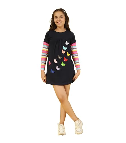 Image of KYDA KIDS Girls 100% Cotton Long T-Shirt | Regular Fit Full Sleeves Top