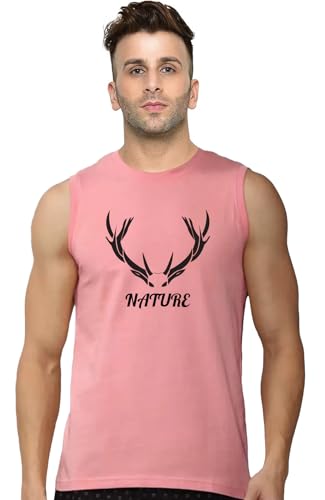 Image of Men's Sleeveless T-Shirt - 100% Pure Cotton, Nature Print - Comfortable Breathable Gym Tank Top