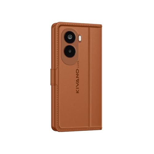 Image of KIVANO LUXE Compatible with Poco M7 Plus 5G Artisanal Leather Wallet Case with Card Holder for Men Women, Magnetic Flip Folio Cover with Stand RFID Blocking Cell