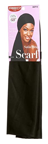 Kiss Red Satin Wrap Scarf Black Size 60Inch X 16Inch (Pack of 2)