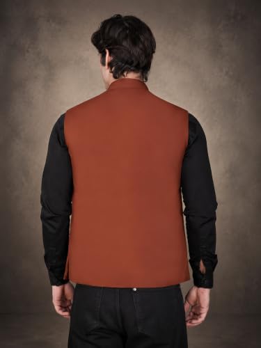 Image of Vastraa Fusion Bandi Modi Koti, Nehru Jacket for Men, Cotton Waistcoat for All Occasion: Diwali, Wedding, Ethnic, Office Party, Formal & casual Look