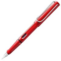 Lamy safari red Füller mit polierter Stahlfeder in Strichbreite B – Ansicht 1