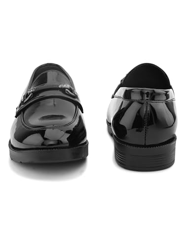 Image of STANPHORD Mens Loafers Men Brown Solid Leatherette petant Formal Office wear Wedding Slip on Moccasins Horsebit Loafers Shoes