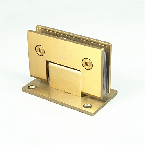 2Pcs Heavy Duty 90 Degree Glass Door Cupboard Showcase Cabinet Clamp Glass Shower Doors Hinge Replacement Part Wall-To-Glass,Stainless Steel Brushed Nickel Gold (90 Degree) #TOP3