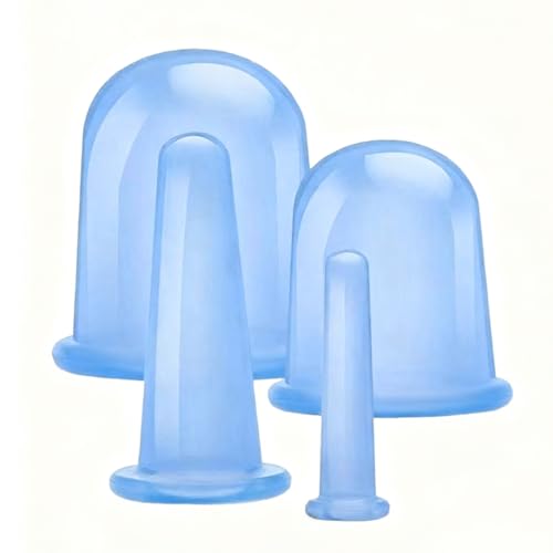 ZORVYN 4 piezas Copas de Silicona para Masaje Anticelulítico, Promueven la Circulación Sanguínea, al Vacío, Reducción de Arrugas, Alivio del Dolor, Relajación, Ventosa Celulitis (Azul)