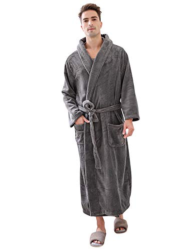 Richie House Men's Warm and Soft Fleece Robe Bathrobe with Hood RHM2760