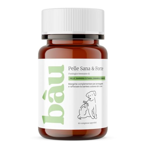 Bau Rimedio Dermatite Cane Anti-Prurito Allergie Stagionali, Alleviano il Prurito Cane, Ingredienti Naturali per la Salute della Pelle del Cane, Mangime Complementare per Cani con Pelle Arrossata