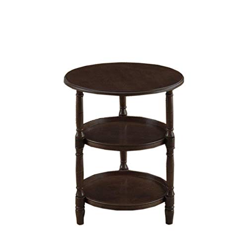 Telephone Table, Small Telephone Coffee Side Table,Living Room Sofa Side Table,Three Layers of Storage,Round Tray Side Table,No Assembly Required(Color:Black Walnut,Size: