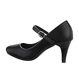  Ital Design Damenschuhe Pumps Schnür- & Riemchenpumps, Q366-, Kunstleder, Schwarz, Gr. 39