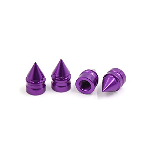 Ruilogod 4 PCS Cono Forma Coche Pequeño Coche Válvula de Aire Válvula Stem Tapas a Prueba de Polvo Cubierta Púrpura