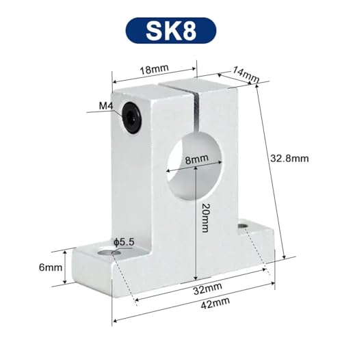 Support d'arbre linéaire SK10 en aluminium usiné pour axe CNC - 2