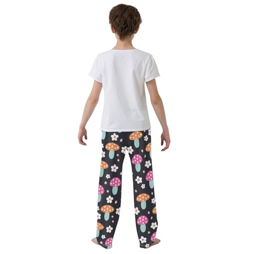 ZZXXB Mushroom Flowers Boys Long Pants Soft Trousers Elastic Waist Kids Lounge Bottoms with Pockets S-XL3