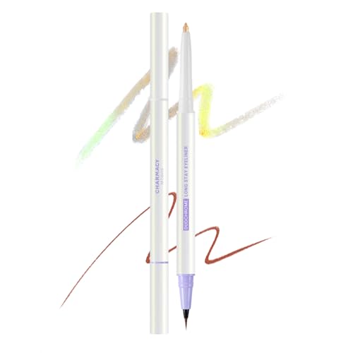 Image of CHARMACY 2 in 1 Duochrome Gel Eyeliner Pen, Gold Green Chameleon Glitter Metallic Eye Liner, Waterproof Smudge Proof Long Lasting Makeup (DE08)