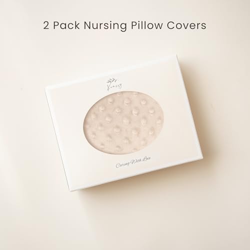 Image of Konssy 2 Pack Nursing Pillow Covers, Soft and Comfortable Nursing Cover for Breastfeeding Pillows, Pillow Slipcover for Baby Girls Boys Newborn(Brown, Beige)